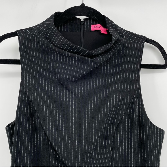 Betsey Johnson Womens Asymmetrical Dress Black Pinstripe Sleeveless 6 - Picture 2 of 8